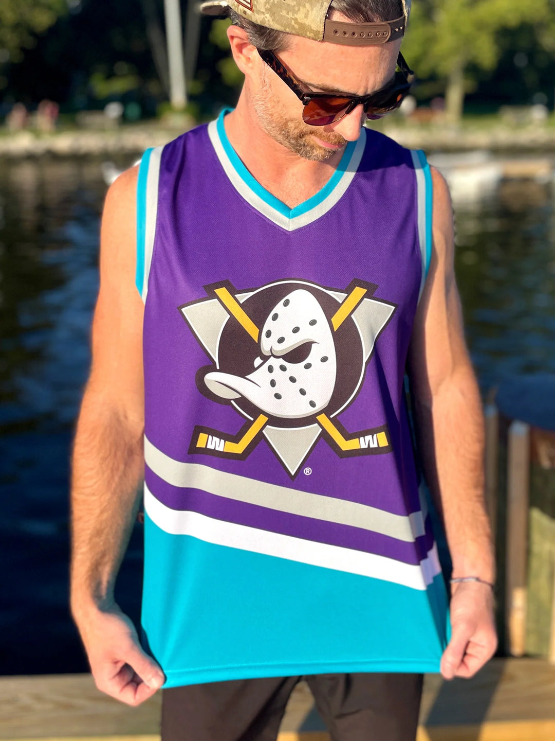 NHL Anaheim Ducks Lilla Retro Hockey Singlet for menn