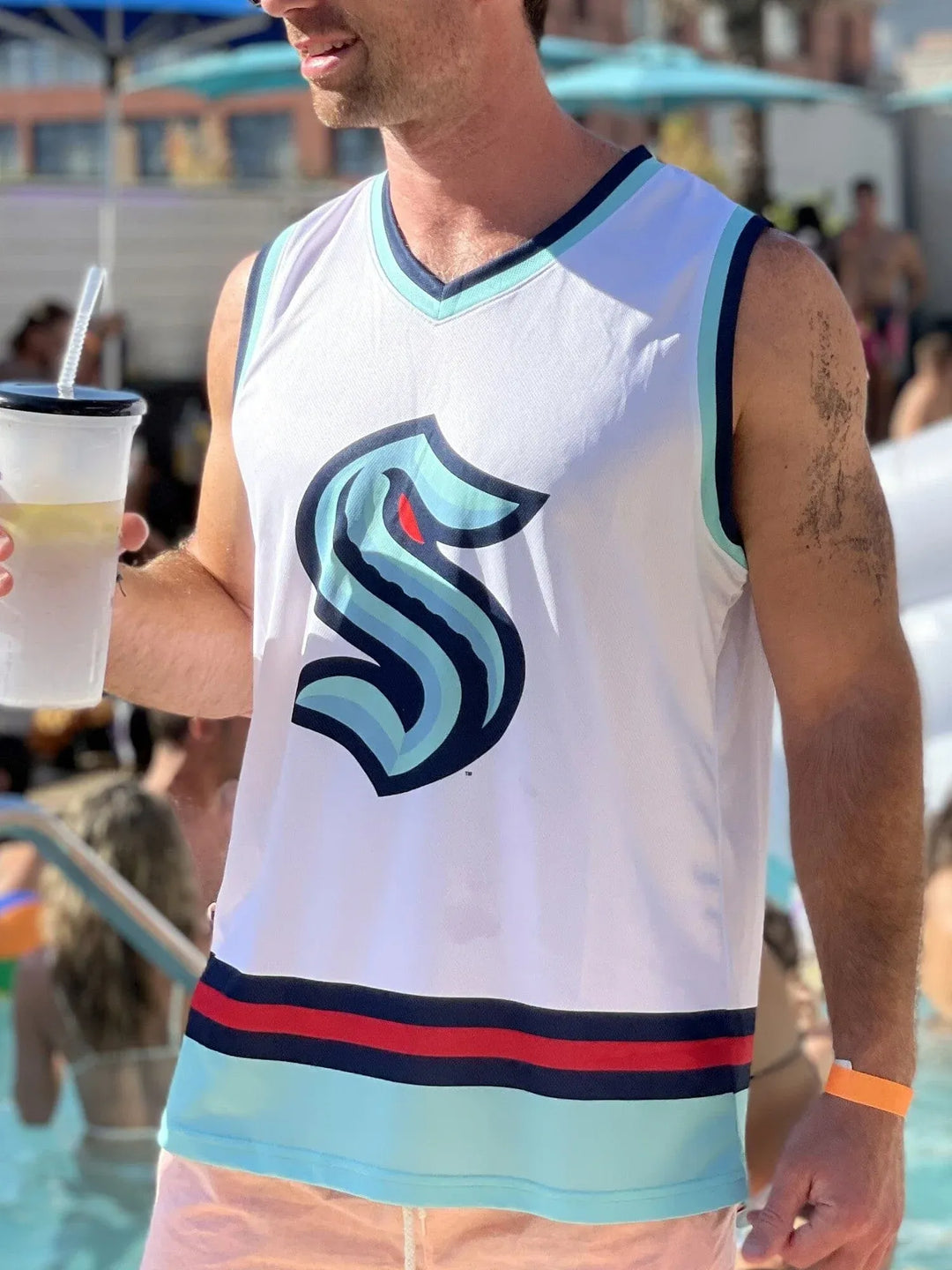 NHL Seattle Kraken Hvit Hockey Singlet for menn